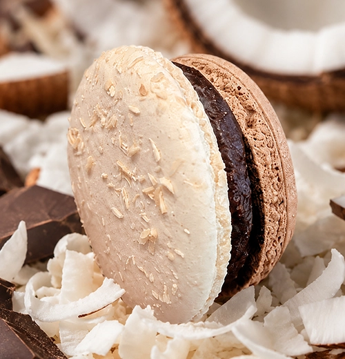 Macaron Noix de coco et chocolat noir